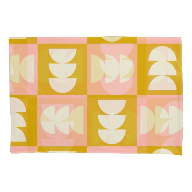 Geometric Mid-Century Modern Retro Pattern Pillowcase (Front)