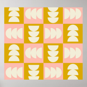 Geometric Mid-Century Modern Retro Pattern Poster