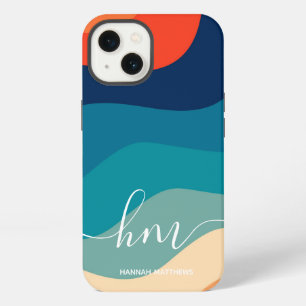 Geometric Mid Century Retro Waves Rainbow Trendy iPhone 13 Case