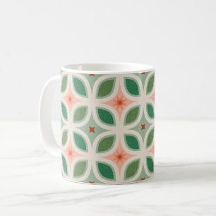 Geometric mid-century tiles green coffee mug