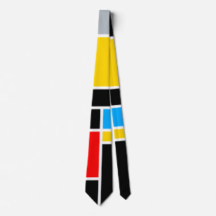 Geometric Minimal Mondrian Style Colour Compositio Tie
