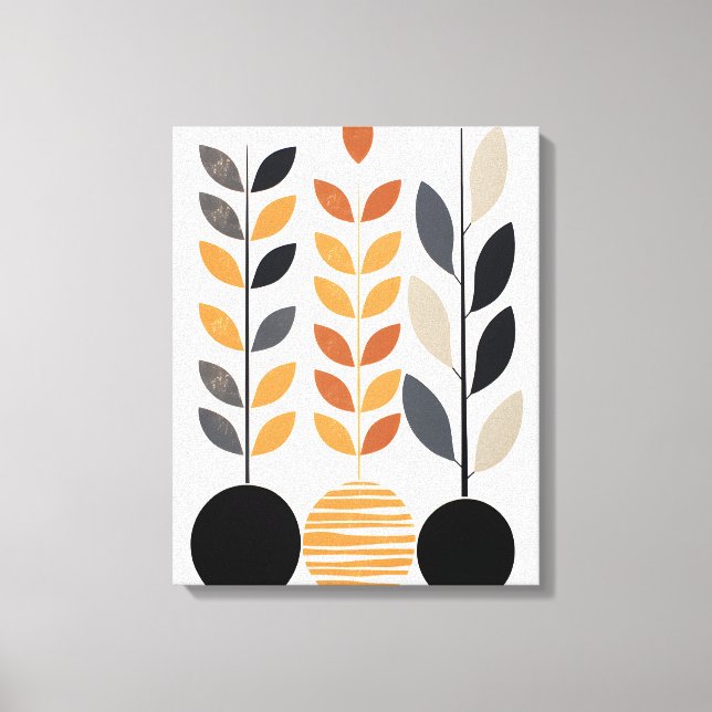 Geometric Minimalism: Leaves in Abstract Canvas Print (Front)