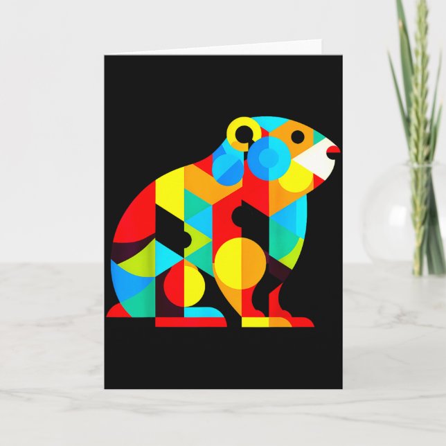 Geometric Minimalism Modern Illustration Groundhog Card (Front)