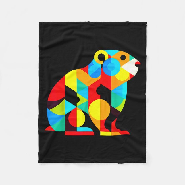 Geometric Minimalism Modern Illustration Groundhog Fleece Blanket (Front)