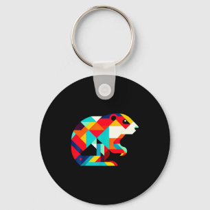 Geometric Minimalism Modern Illustration Groundhog Keychain