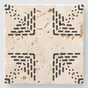 Geometric minimalist design black and white stone coaster