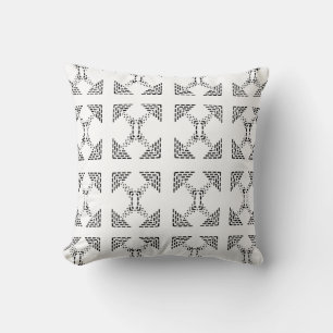 Geometric minimalist design black and white throw pillow