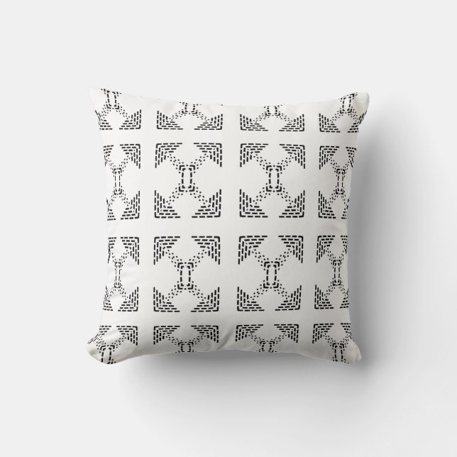 Geometric minimalist design black and white  throw pillow (Front)