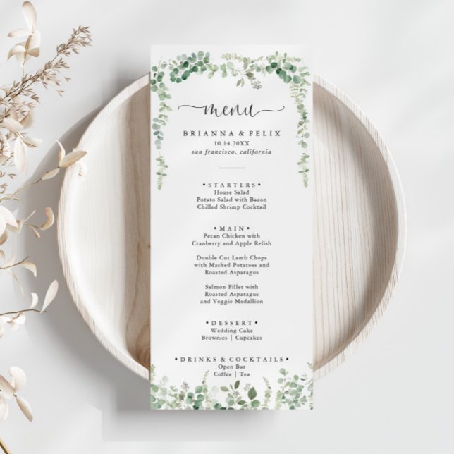 Geometric Minimalist Eucalyptus Dinner Menu (Creator Uploaded)
