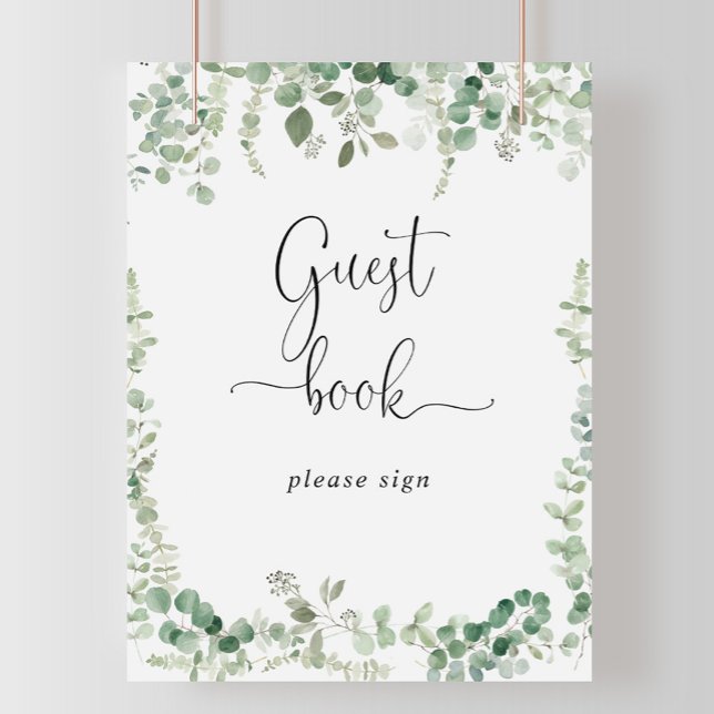 Geometric Minimalist Eucalyptus Guest Book Sign (Creator Uploaded)