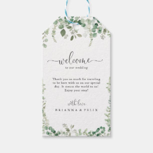 Geometric Minimalist Eucalyptus Wedding Welcome   Gift Tags