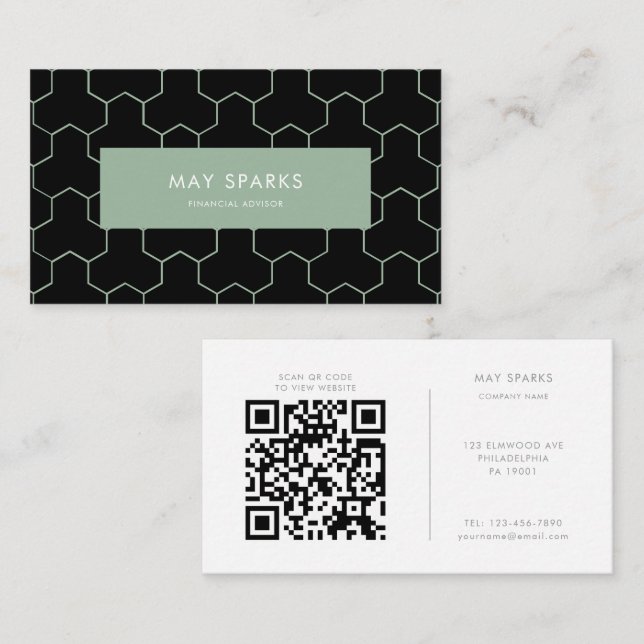 Geometric Minimalist Green Financial Advisor  Business Card (Front/Back)