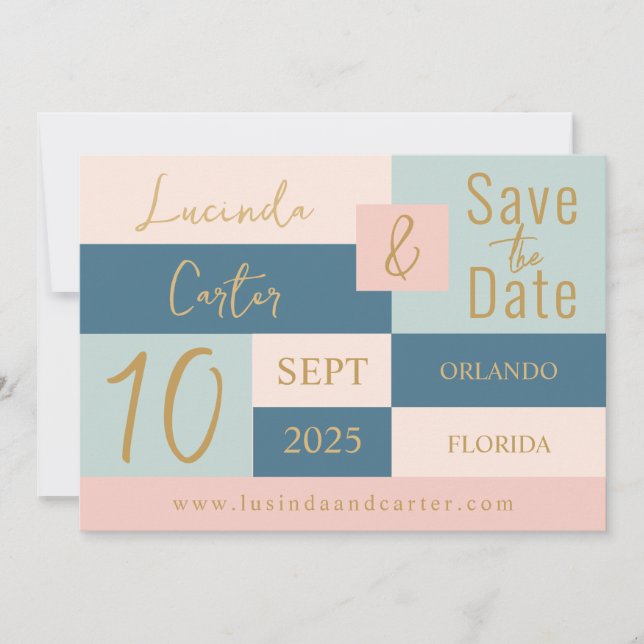 Geometric minimalist Save the Date card (Front)