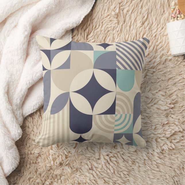 Geometric minimalist with simple shapes and pastel throw pillow (Blanket)