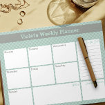 Geometric Mint & Grey Custom Weekly Planner Notepad<br><div class="desc">This stylish weekly planner has space for your daily notes, a to-do-list, a general notes section and a doodle corner. That said, the template is set up ready for you to customize any of the section headings to suit your needs (such as ie, goals, gratitude, appointments etc). If you wish,...</div>