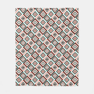 Geometric Mint Orange Tile Pattern Fleece Blanket