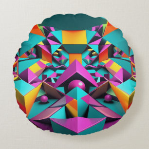 Geometric Mirror Round Pillow