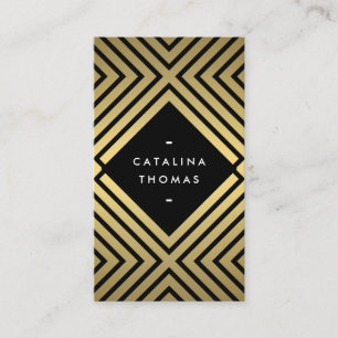 Geometric Mod Bold Black and Gold Pattern Business Card