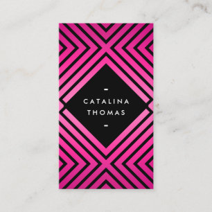 Geometric Mod Bold Black and Neon Pink Pattern Business Card