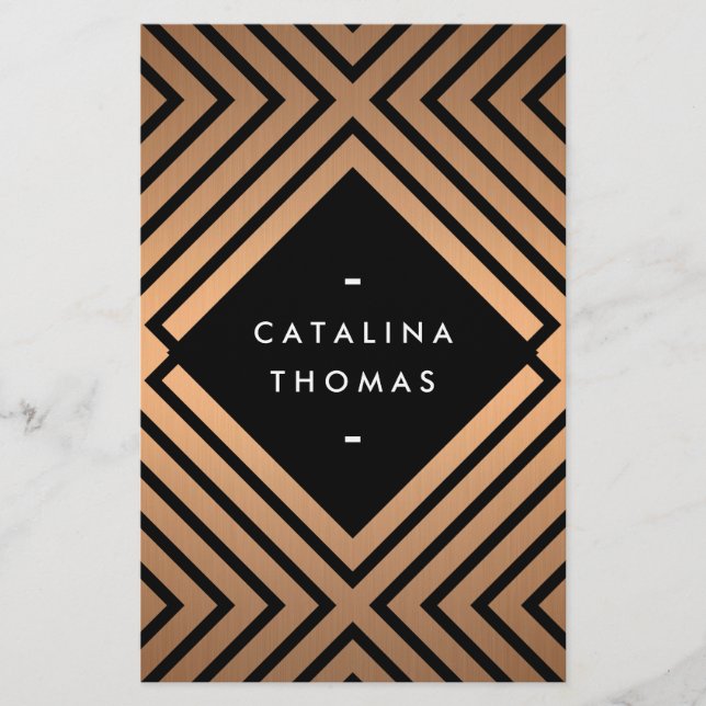 Geometric Mod Bold Black and Rose Gold Pattern Flyer (Front)
