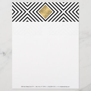 Geometric Mod Bold Black and White Pattern Letterhead