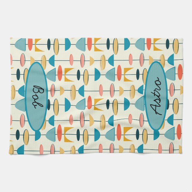 Geometric, Mod, Retro, Mid Century Modern Kitchen Towel (Horizontal)