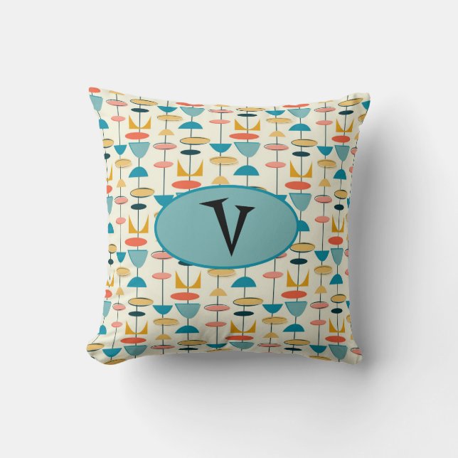 Geometric, Mod, Retro, Mid Century Modern Throw Pillow (Front)