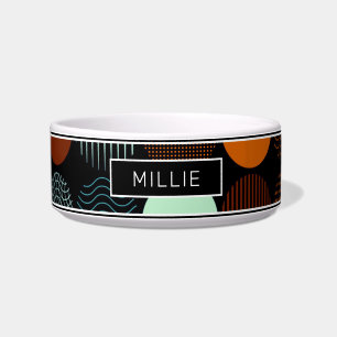 Geometric Modern Abstract Circle Personalized Name Bowl