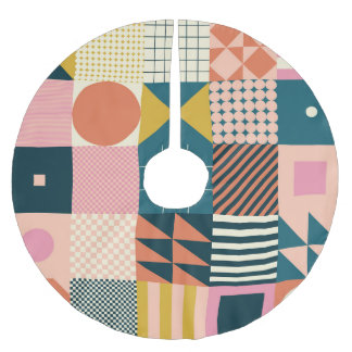 Geometric Modern Abstract: Colourful Design Brushed Polyester Tree Skirt