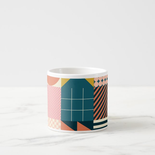 Geometric Modern Abstract: Colourful Design Espresso Cup (Front)