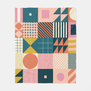 Geometric Modern Abstract: Colourful Design Fleece Blanket