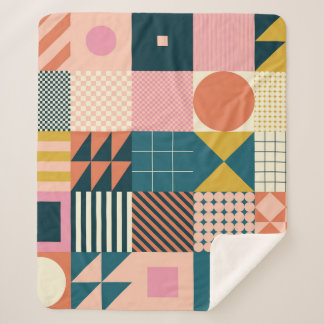Geometric Modern Abstract: Colourful Design Sherpa Blanket