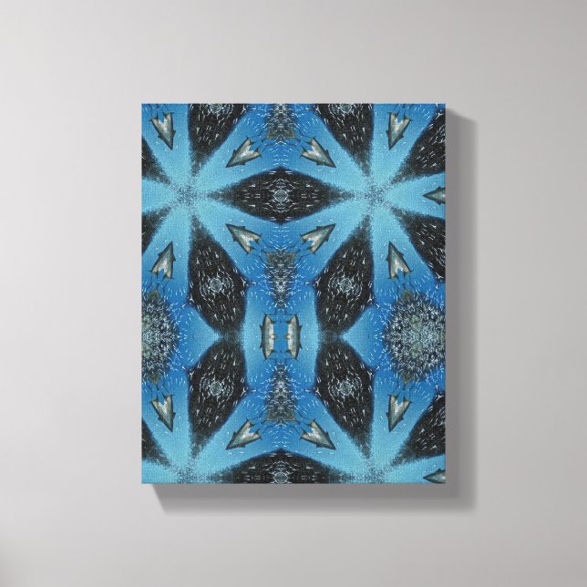 Geometric Modern Art, Blue Grey Art, Fish, Gift Canvas Print (Front)