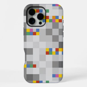 Geometric Modern Art Colour Squares Grey Pattern iPhone 16 Pro Max Case