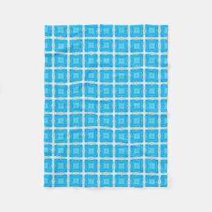 Geometric modern art electric blue squares fleece blanket