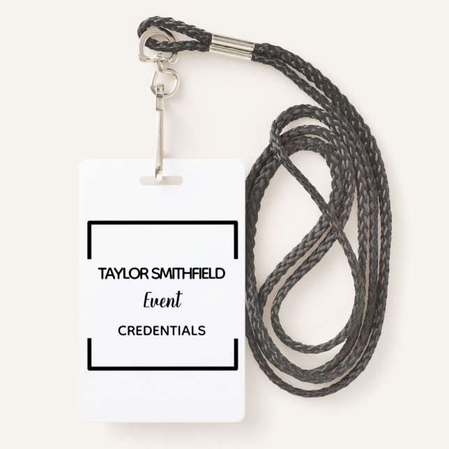 geometric modern badge VIP lanyard custom pass (Front with Lanyard)