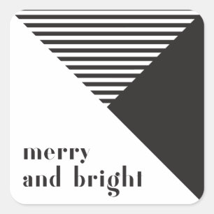 Geometric Modern Black and White Christmas Square Sticker