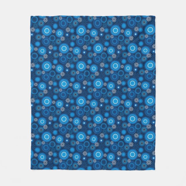 Geometric Modern Blue Fleece Blanket (Front)