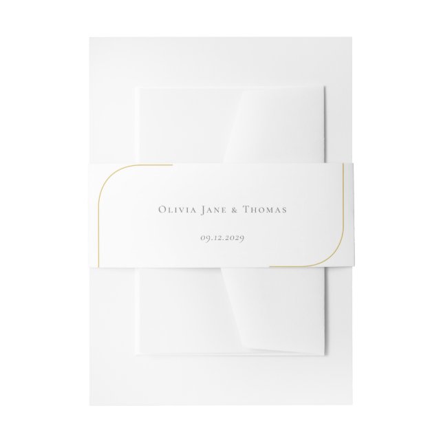 Geometric Modern Classy Black White Gold Wedding Invitation Belly Band (Front Example)