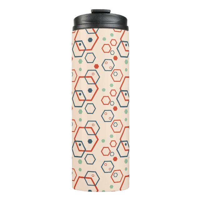 Geometric modern coloured hexagonal pattern thermal tumbler (Front)