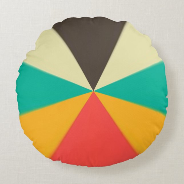 Geometric Modern Colourful Retro Colours Round Pillow (Front)