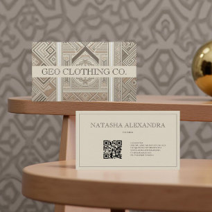 Geometric Modern Elegant Oatmeal Clay Business Card