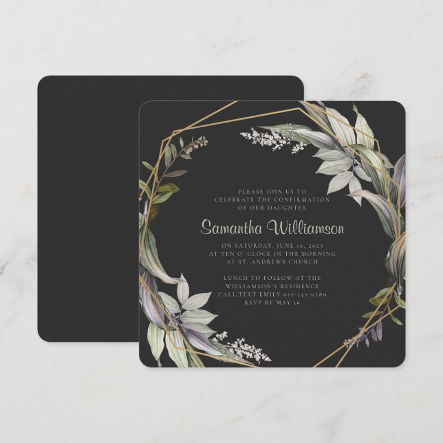 Geometric Modern Foliage Confirmation Invitation (Front/Back)
