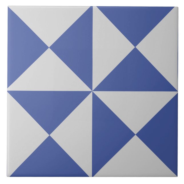 Geometric Modern Graphic Blue and White Tile (Front)