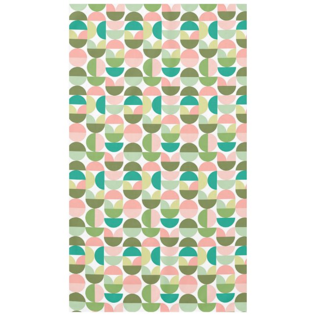 Geometric Modern Green & Peach Tablecloth (Front)