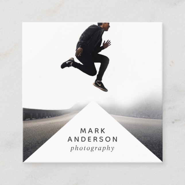 Geometric | Modern Minimal Triangle Photography Square Business Card (Front)