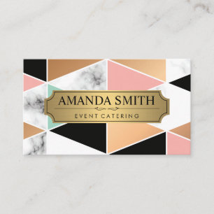 Geometric Modern Pattern   Marble   Gold Metal Business Card