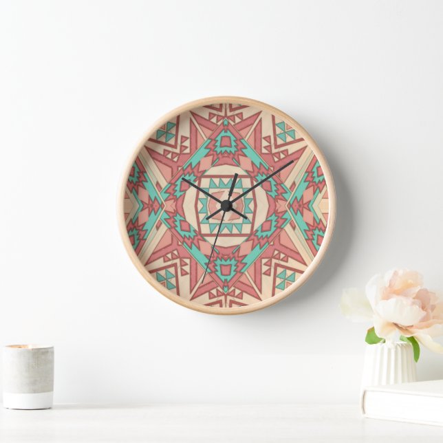 Geometric Modern Southwest Pattern Clock (Home)