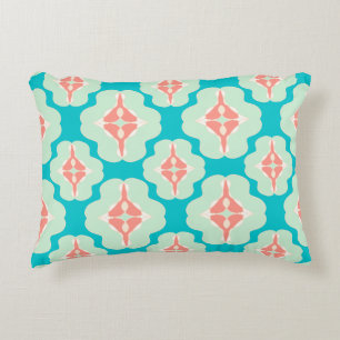 Geometric modern teal orange accent pillow