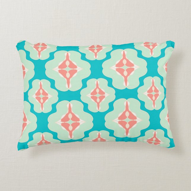 Geometric modern teal orange   accent pillow (Front)